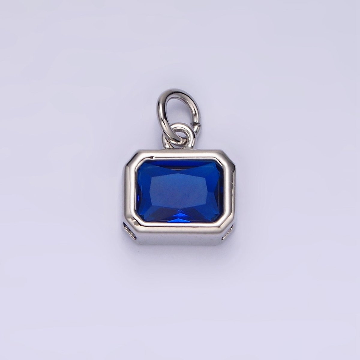 14K Gold Filled 10mm Personalized Birthstone Baguette Cubic Zirconia CZ Bezel Charm in Silver & Gold | N1600 - N1623
