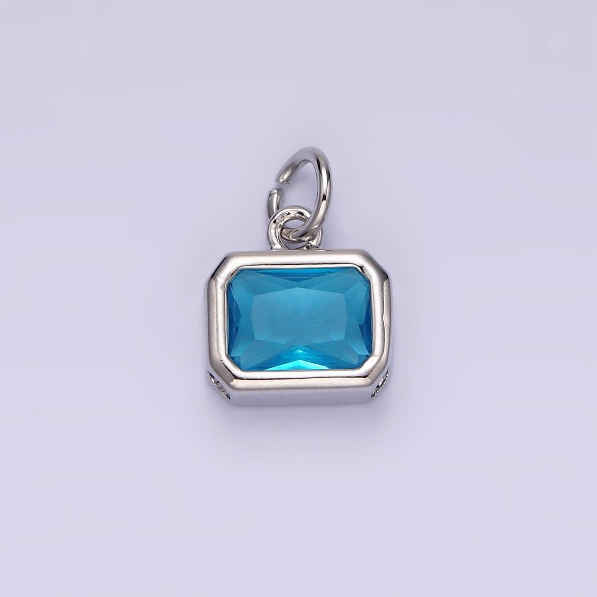 14K Gold Filled 10mm Personalized Birthstone Baguette Cubic Zirconia CZ Bezel Charm in Silver & Gold | N1600 - N1623