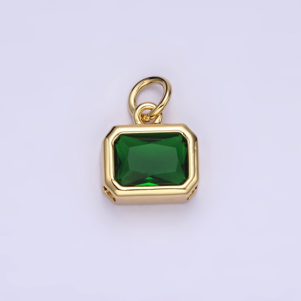 14K Gold Filled 10mm Personalized Birthstone Baguette Cubic Zirconia CZ Bezel Charm in Silver & Gold | N1600 - N1623