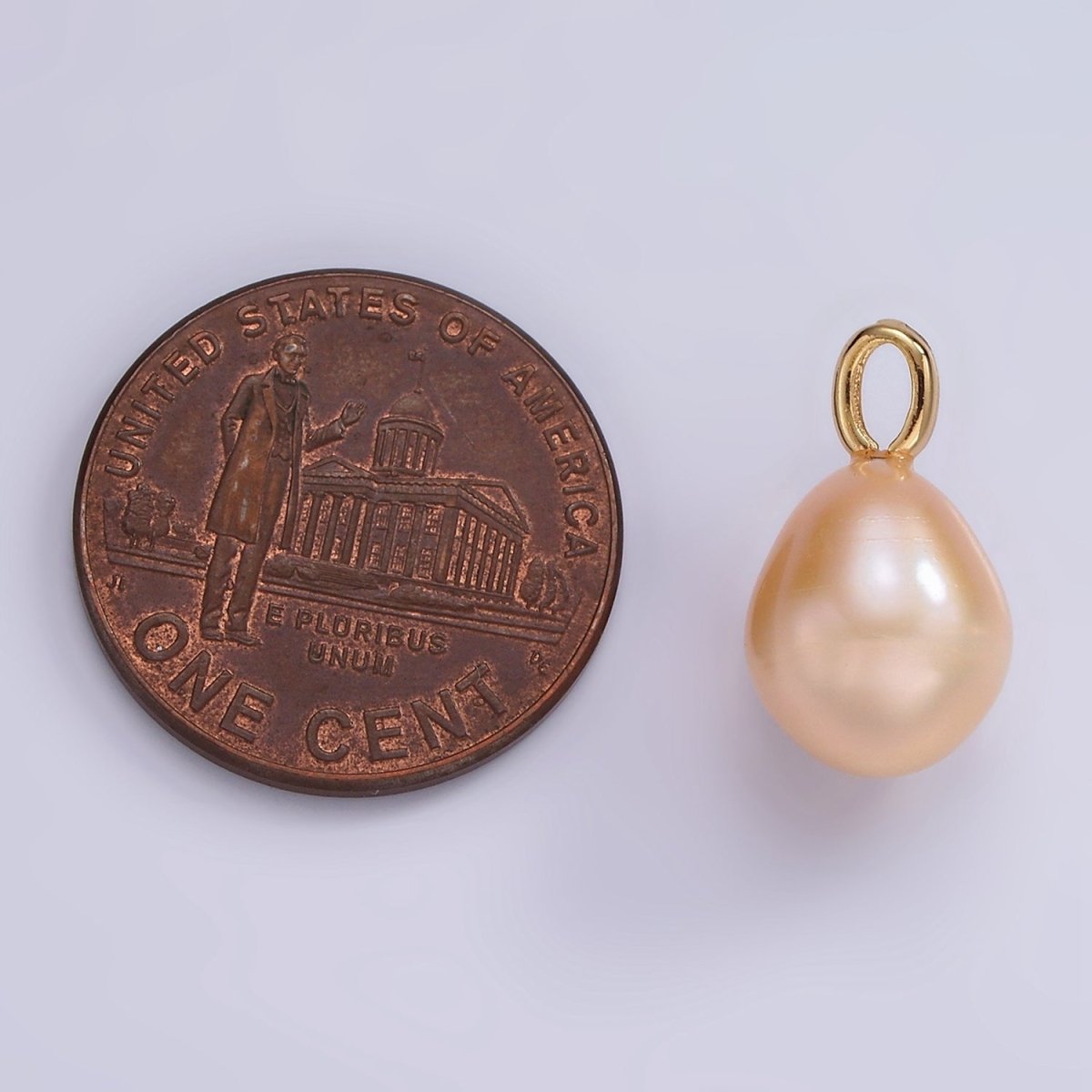14K Gold Filled 10mm Pink Freshwater Pearl Teardrop Drop Pendant | P1660 - DLUXCA
