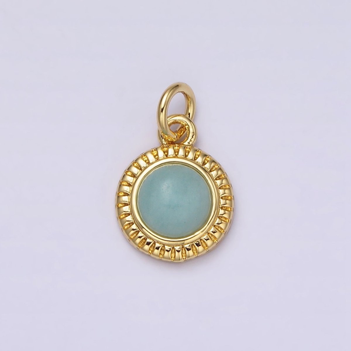 14K Gold Filled 10mm Round Natural Gemstone Lined Connector | AC1517 - AC1528