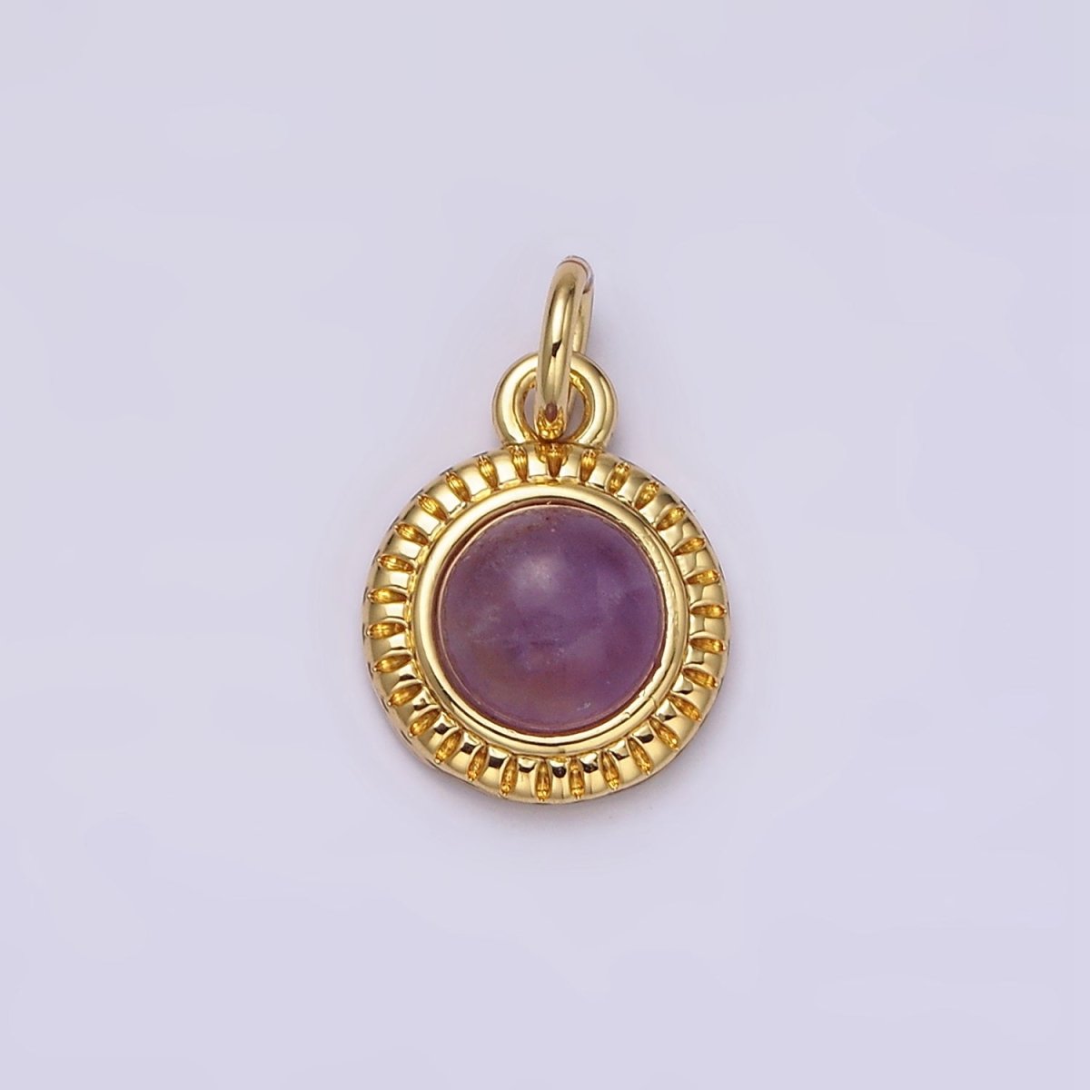 14K Gold Filled 10mm Round Natural Gemstone Lined Connector | AC1517 - AC1528