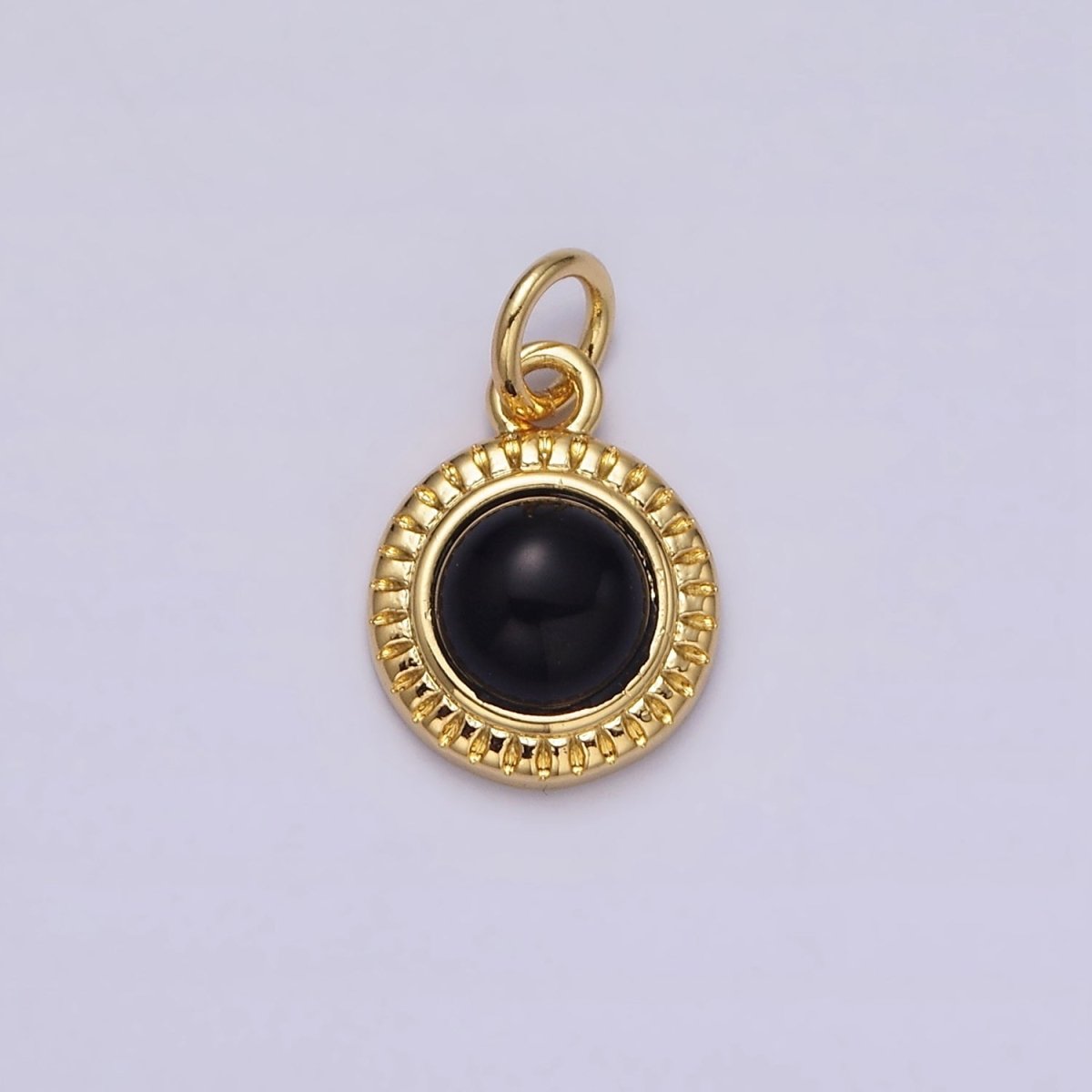 14K Gold Filled 10mm Round Natural Gemstone Lined Connector | AC1517 - AC1528