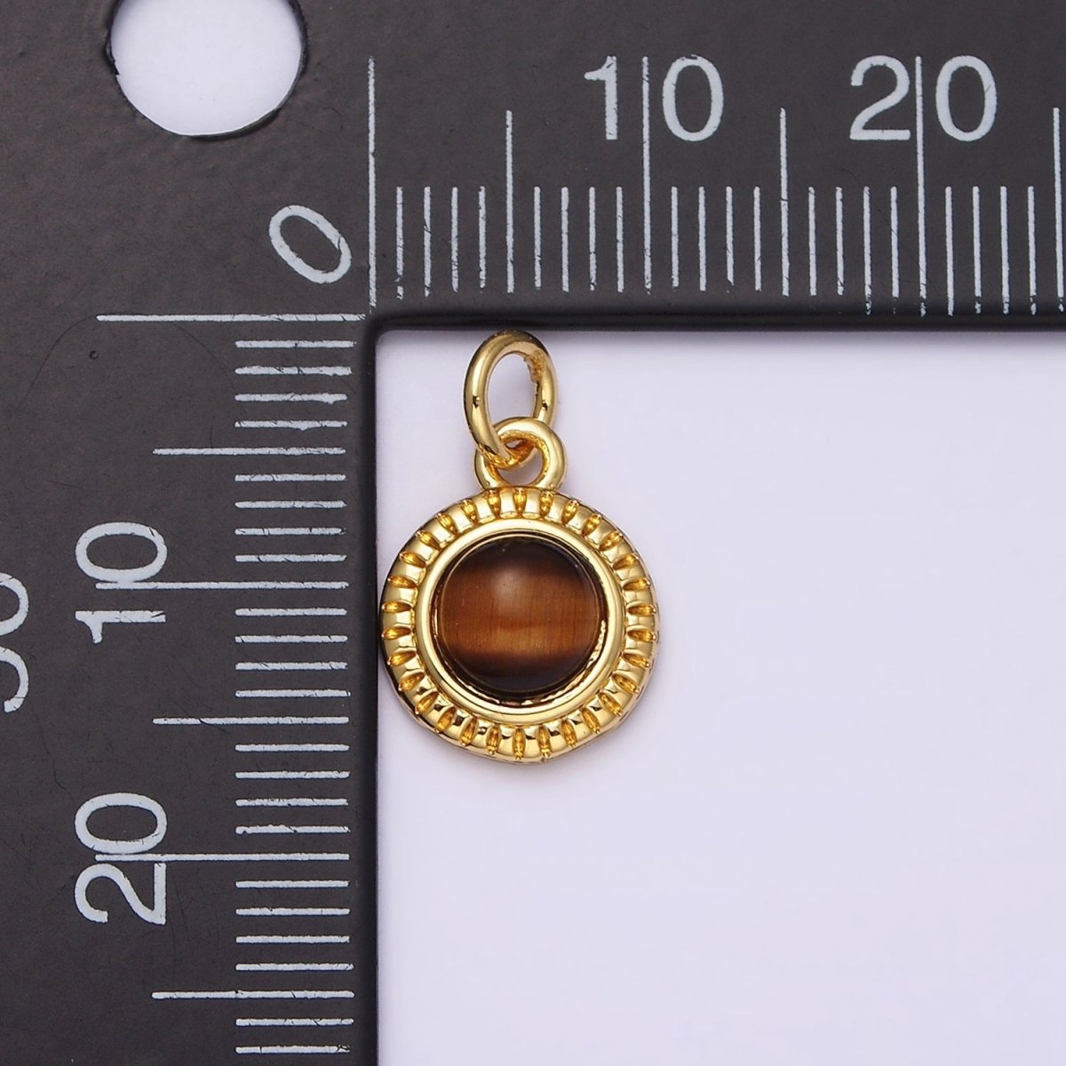 14K Gold Filled 10mm Round Natural Gemstone Lined Connector | AC1517 - AC1528