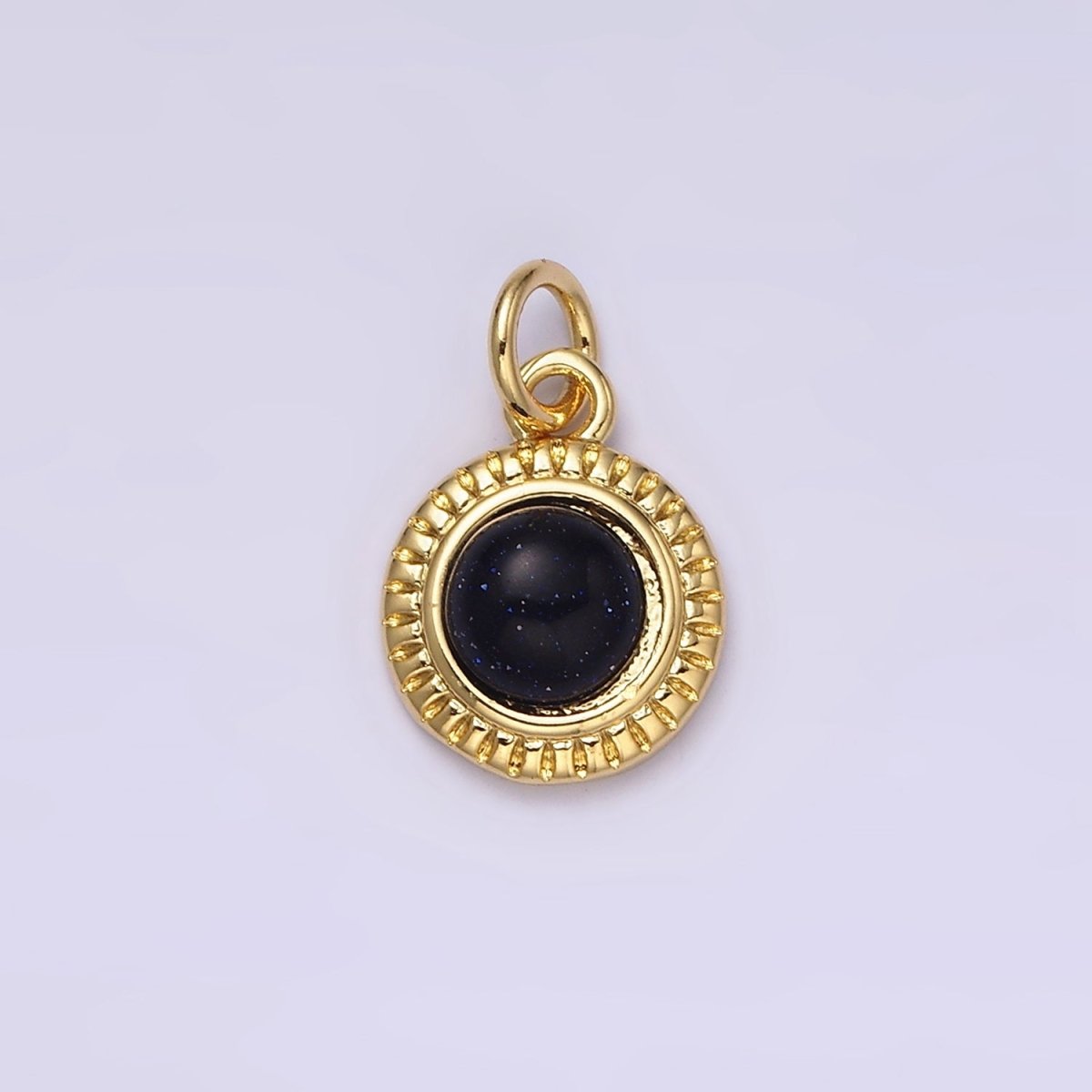 14K Gold Filled 10mm Round Natural Gemstone Lined Connector | AC1517 - AC1528