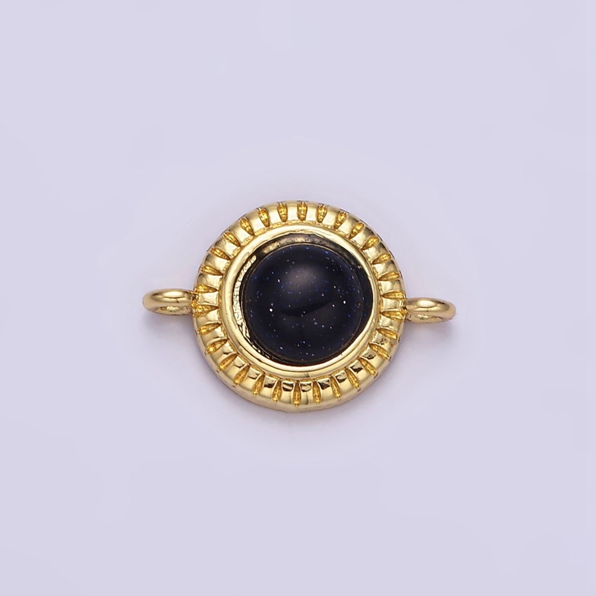 14K Gold Filled 10mm Round Natural Gemstone Lined Connector | Y-738 ~ Y-749