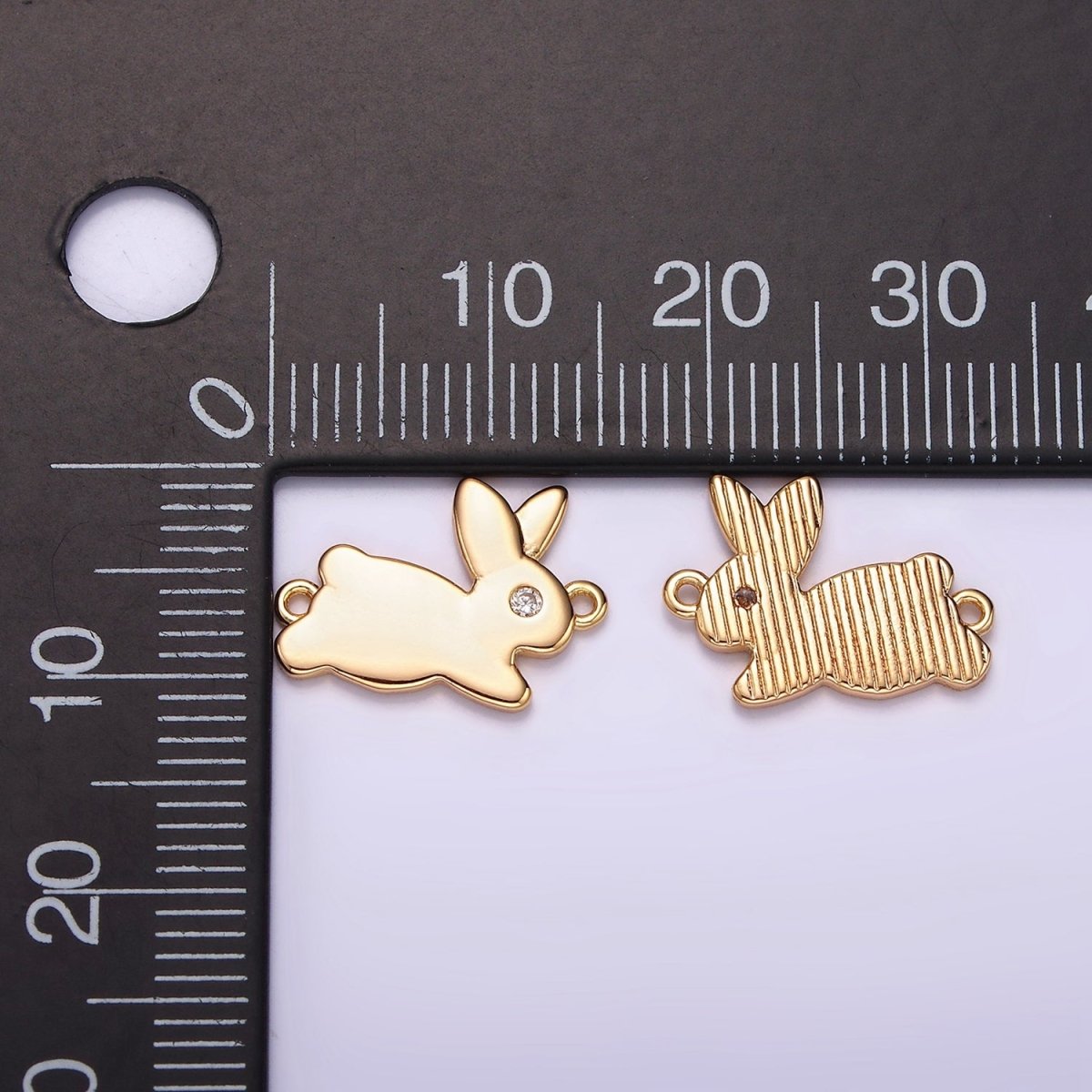 14K Gold Filled 10mm Running Rabbit Bunny Animal CZ Connector | G127 - DLUXCA