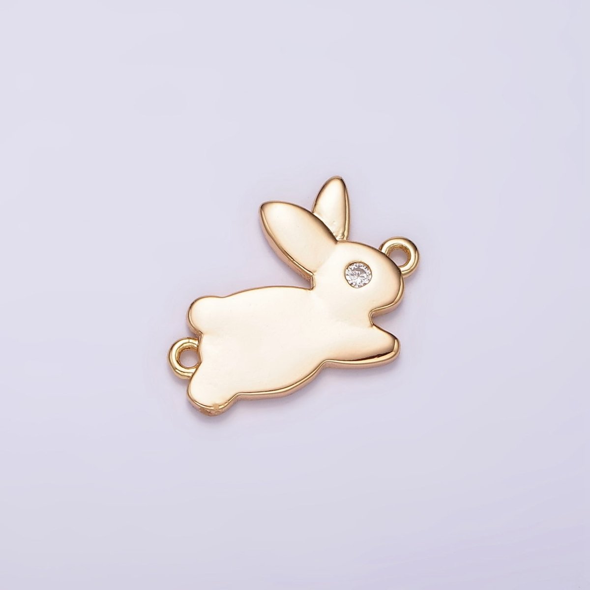 14K Gold Filled 10mm Running Rabbit Bunny Animal CZ Connector | G127 - DLUXCA