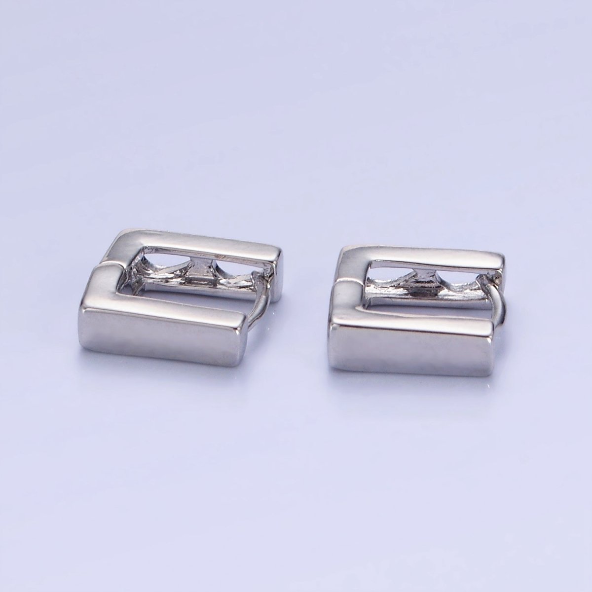 14K Gold Filled 10mm Square Filigree Minimalist Cartilage Huggie Earrings in Gold & Silver | AB1265 P492
