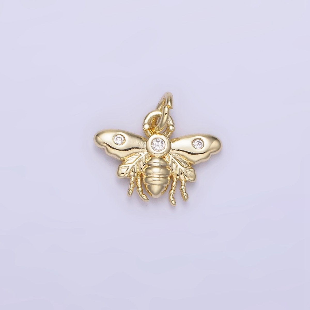 14K Gold Filled 10mm Triple CZ Queen Bumble Bee Wasps Insect Charm | AG717 - DLUXCA
