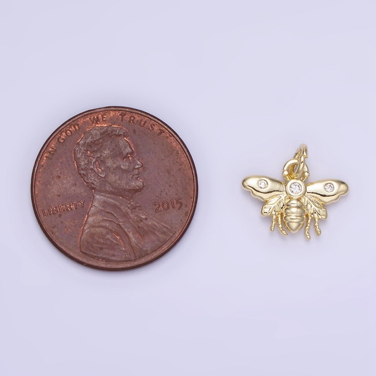 14K Gold Filled 10mm Triple CZ Queen Bumble Bee Wasps Insect Charm | AG717 - DLUXCA