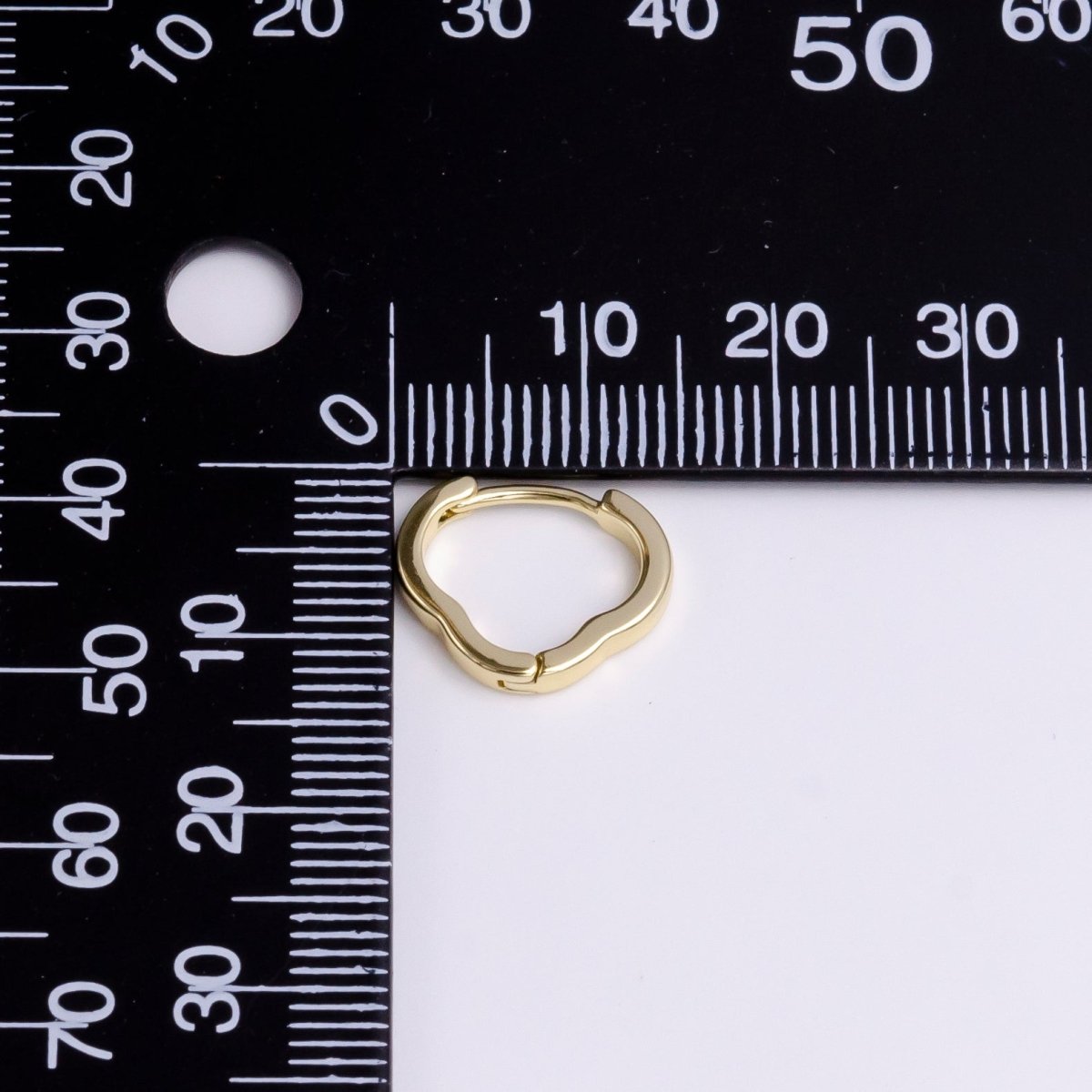 14K Gold Filled 11.5mm Abstract Quatrefoil Minimalist Cartilage Huggie Earrings | Y-935 - DLUXCA