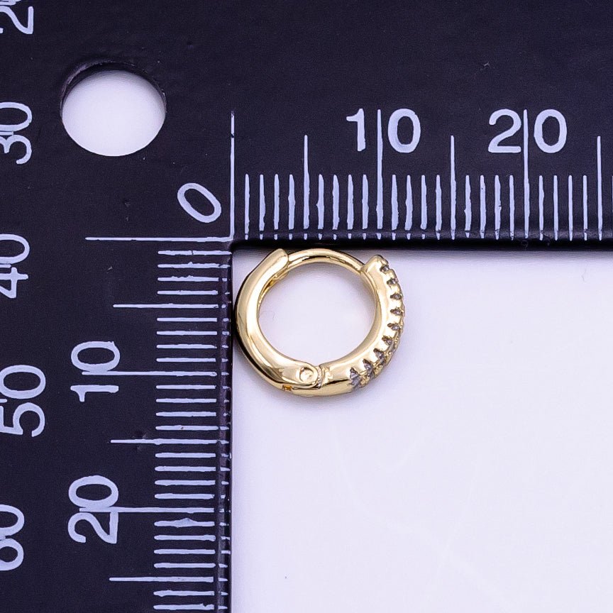 14K Gold Filled 11.5mm Double Micro Paved Cartilage Huggie Earrings | AB1108 - DLUXCA