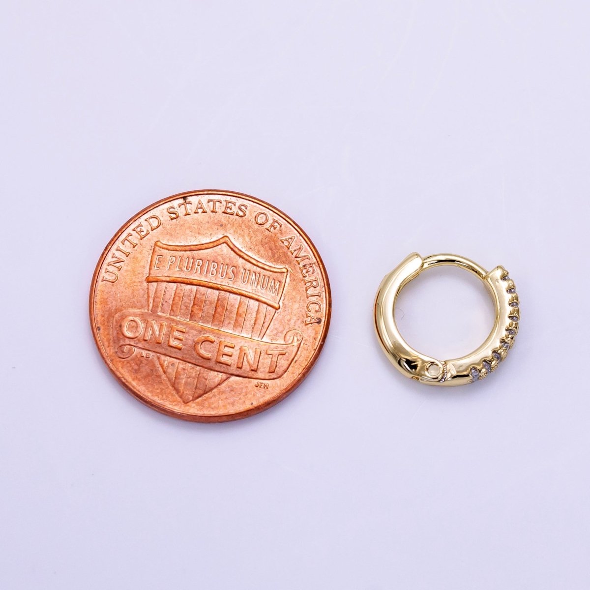 14K Gold Filled 11.5mm Double Micro Paved Cartilage Huggie Earrings | AB1108 - DLUXCA