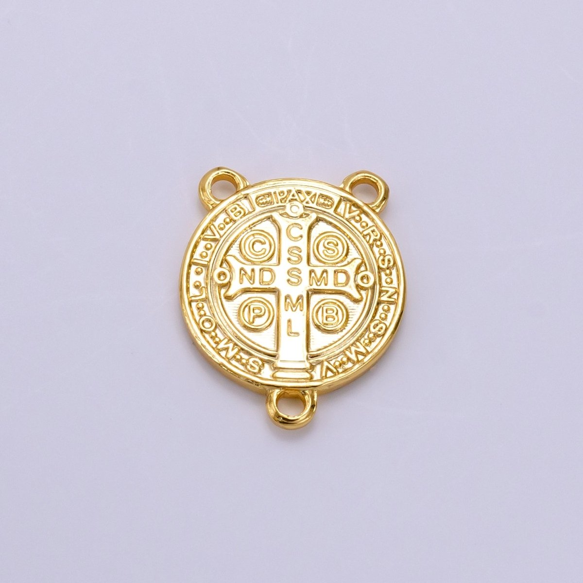 14K Gold Filled 11mm, 14mm Saint Benedict Round Triple Loop Connector | G843