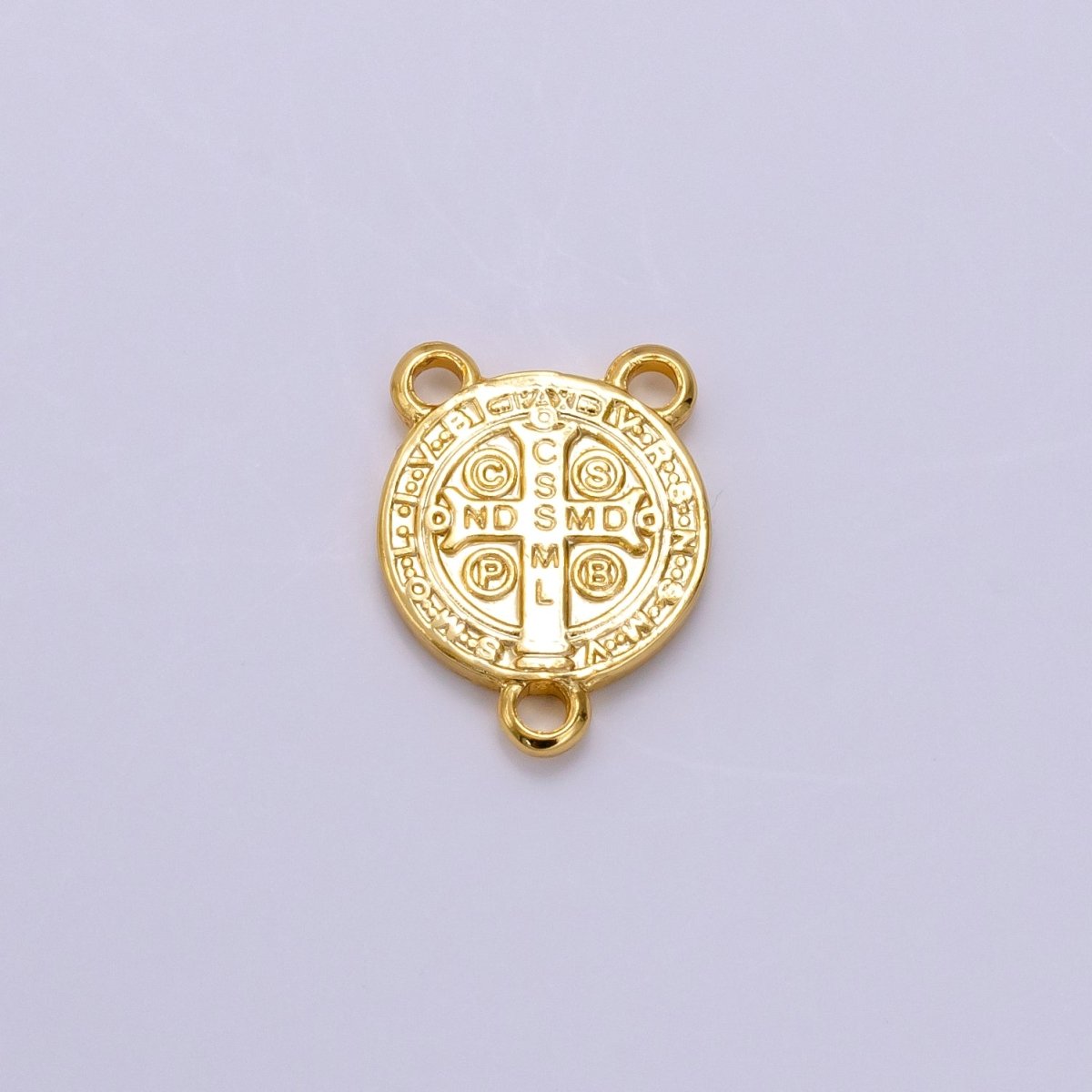 14K Gold Filled 11mm, 14mm Saint Benedict Round Triple Loop Connector | G843