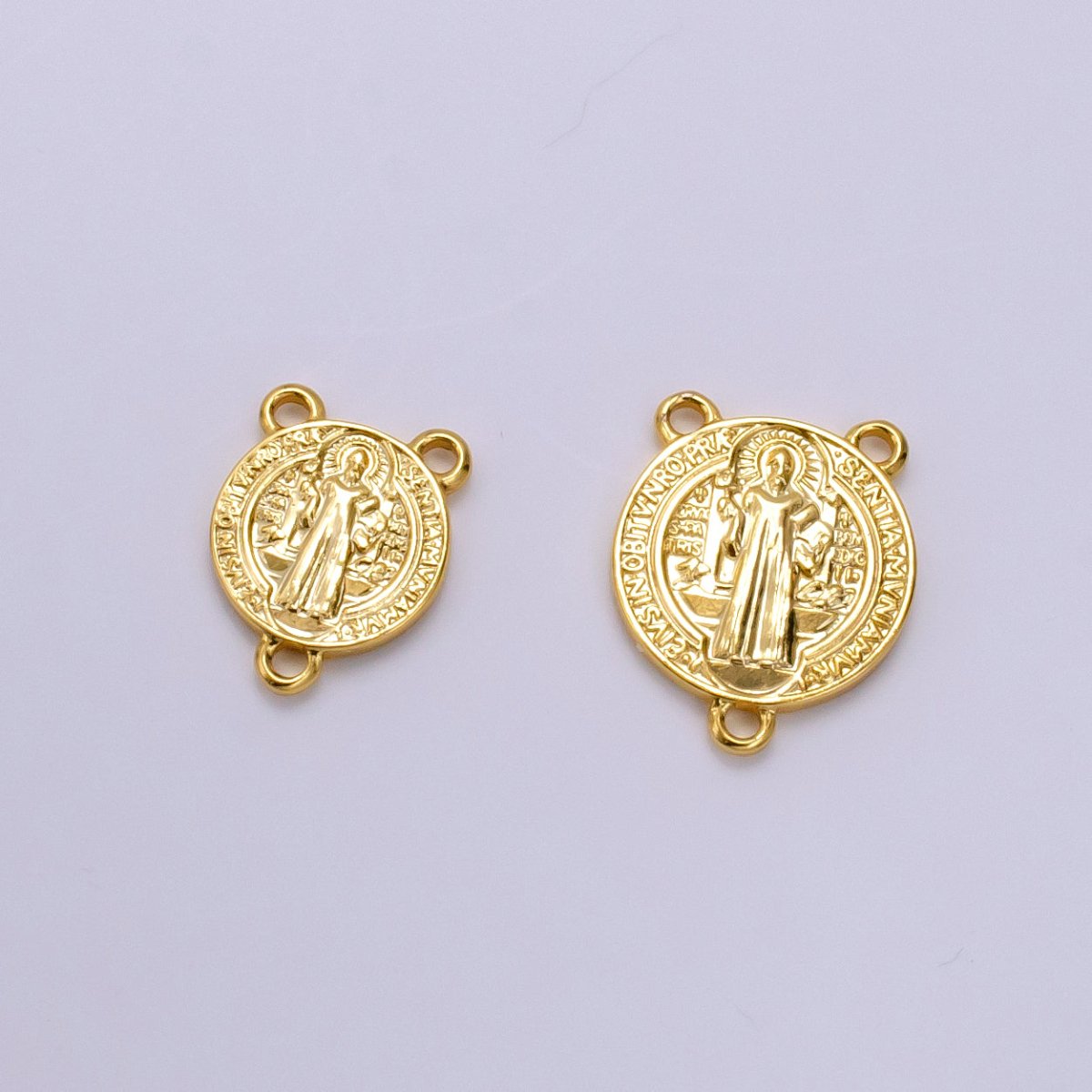 14K Gold Filled 11mm, 14mm Saint Benedict Round Triple Loop Connector | G843