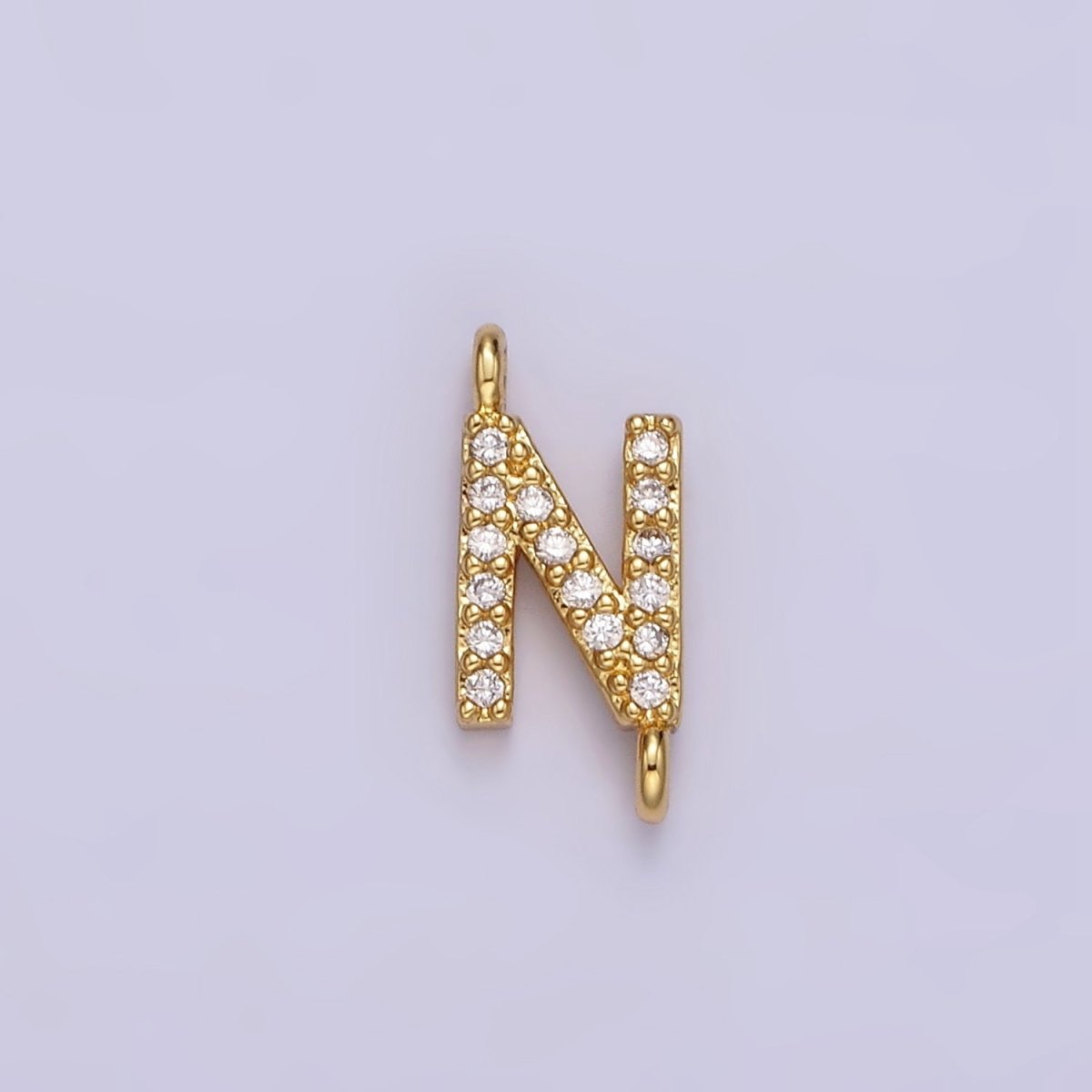 14K Gold Filled 11mm A-Z Initial Letter Alphabet Micro Paved CZ Personalized Sideways Connector | A-A1002-A-A1014