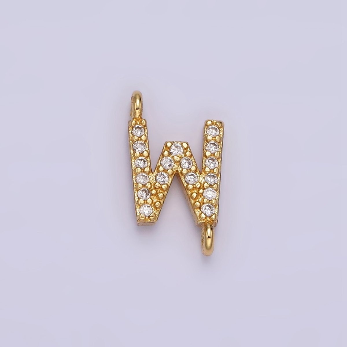 14K Gold Filled 11mm A-Z Initial Letter Alphabet Micro Paved CZ Personalized Sideways Connector | A-A1002-A-A1014