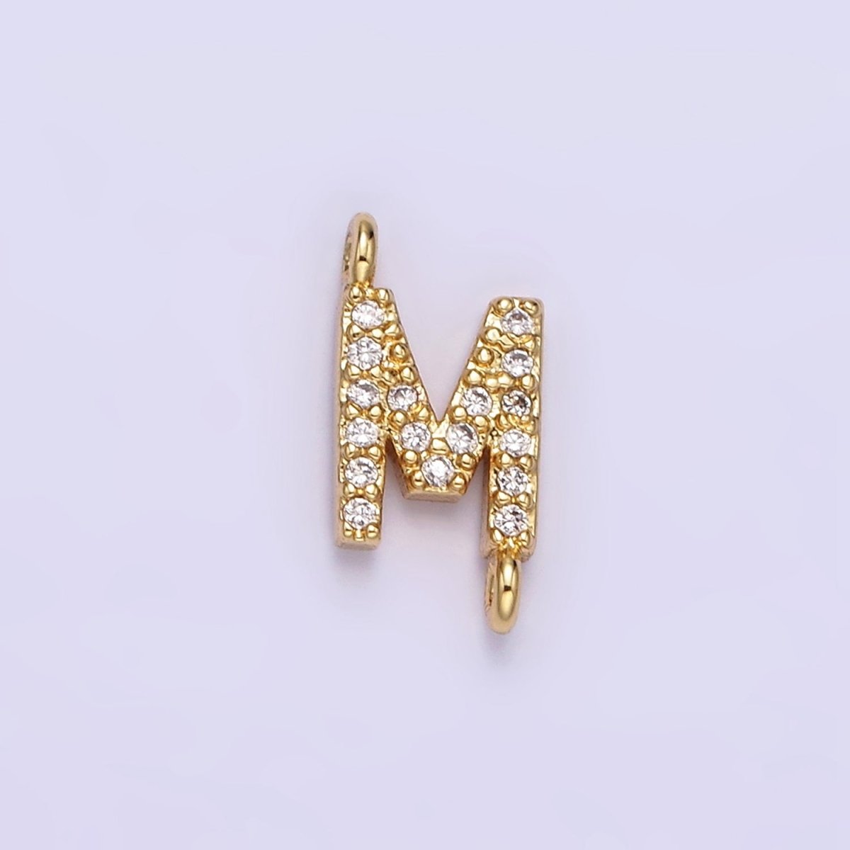 14K Gold Filled 11mm A-Z Initial Letter Alphabet Micro Paved CZ Personalized Sideways Connector | A-A1002-A-A1014