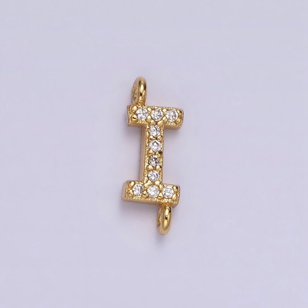 14K Gold Filled 11mm A-Z Initial Letter Alphabet Micro Paved CZ Personalized Sideways Connector | A-A1002-A-A1014