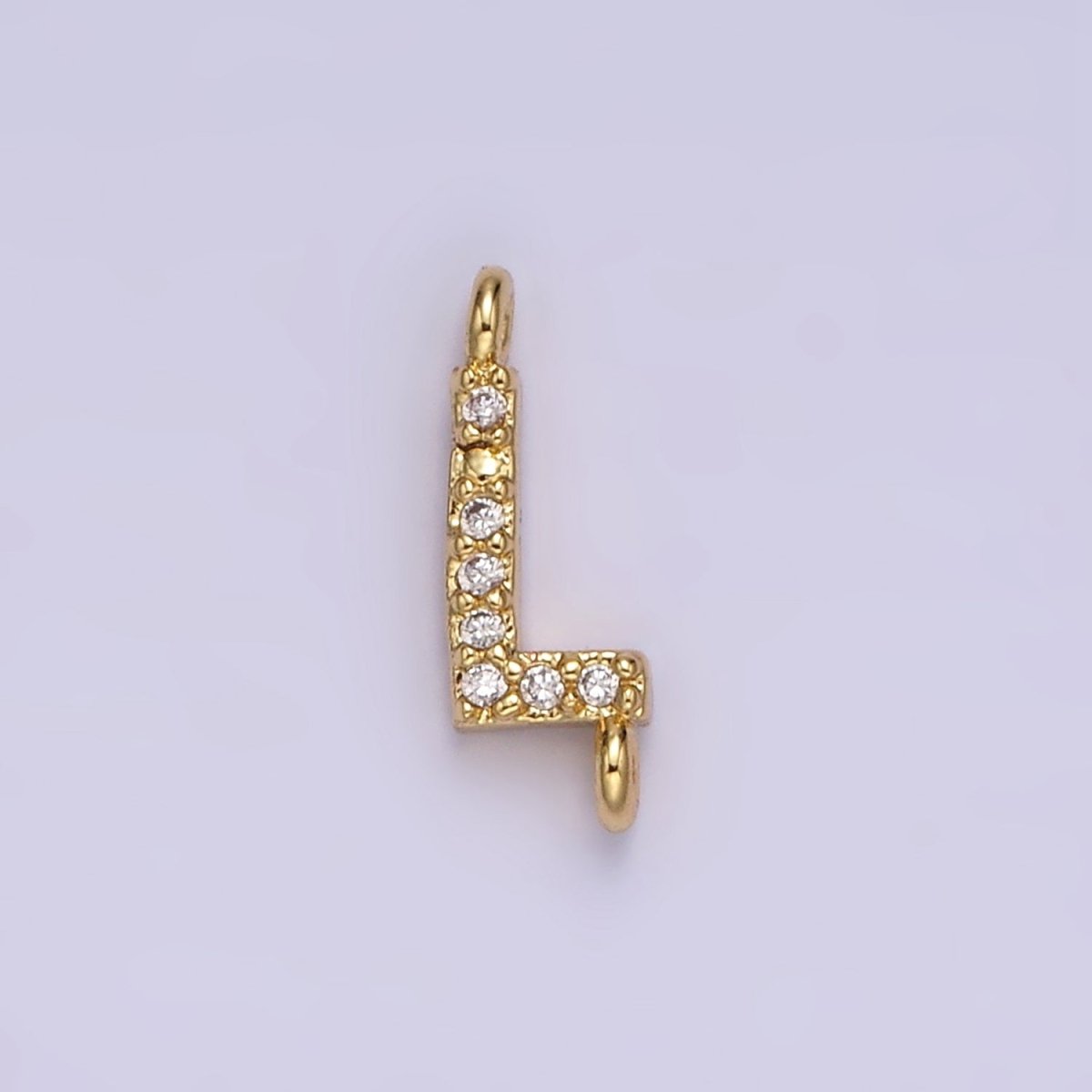 14K Gold Filled 11mm A-Z Initial Letter Alphabet Micro Paved CZ Personalized Sideways Connector | A-A1002-A-A1014