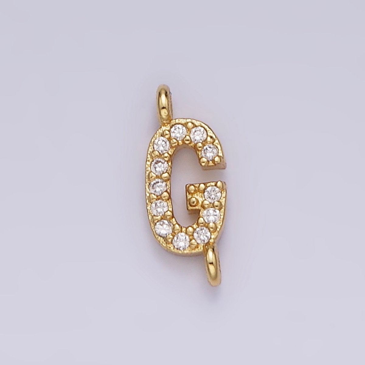 14K Gold Filled 11mm A-Z Initial Letter Alphabet Micro Paved CZ Personalized Sideways Connector | A-A1002-A-A1014