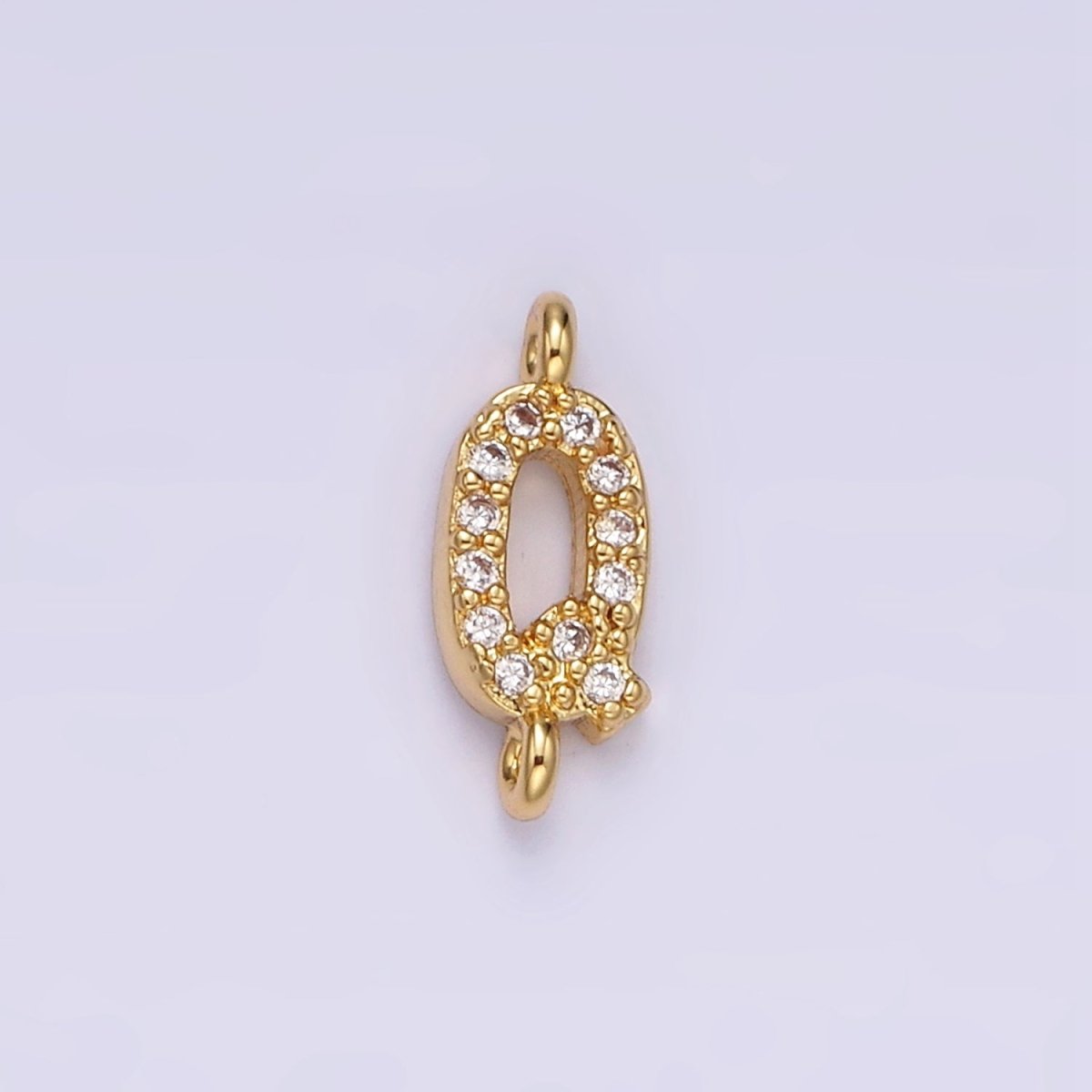 14K Gold Filled 11mm A-Z Initial Letter Alphabet Micro Paved CZ Personalized Sideways Connector | A-A1002-A-A1014