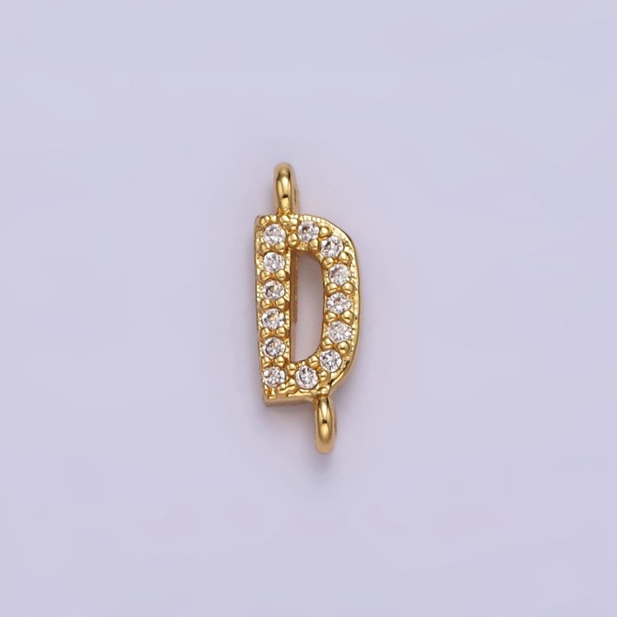 14K Gold Filled 11mm A-Z Initial Letter Alphabet Micro Paved CZ Personalized Sideways Connector | A-A1002-A-A1014