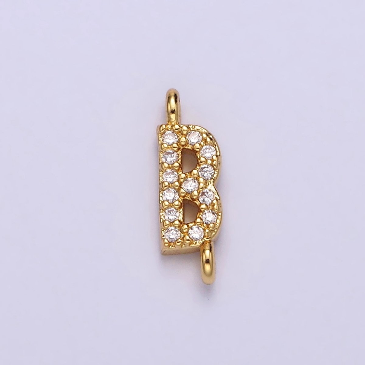 14K Gold Filled 11mm A-Z Initial Letter Alphabet Micro Paved CZ Personalized Sideways Connector | A-A1002-A-A1014