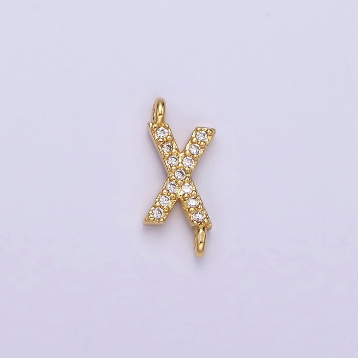 14K Gold Filled 11mm A-Z Initial Letter Alphabet Micro Paved CZ Personalized Sideways Connector | A-A1002-A-A1014