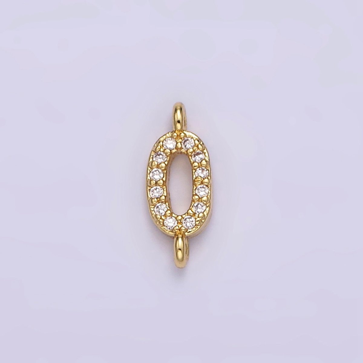 14K Gold Filled 11mm A-Z Initial Letter Alphabet Micro Paved CZ Personalized Sideways Connector | A-A1002-A-A1014