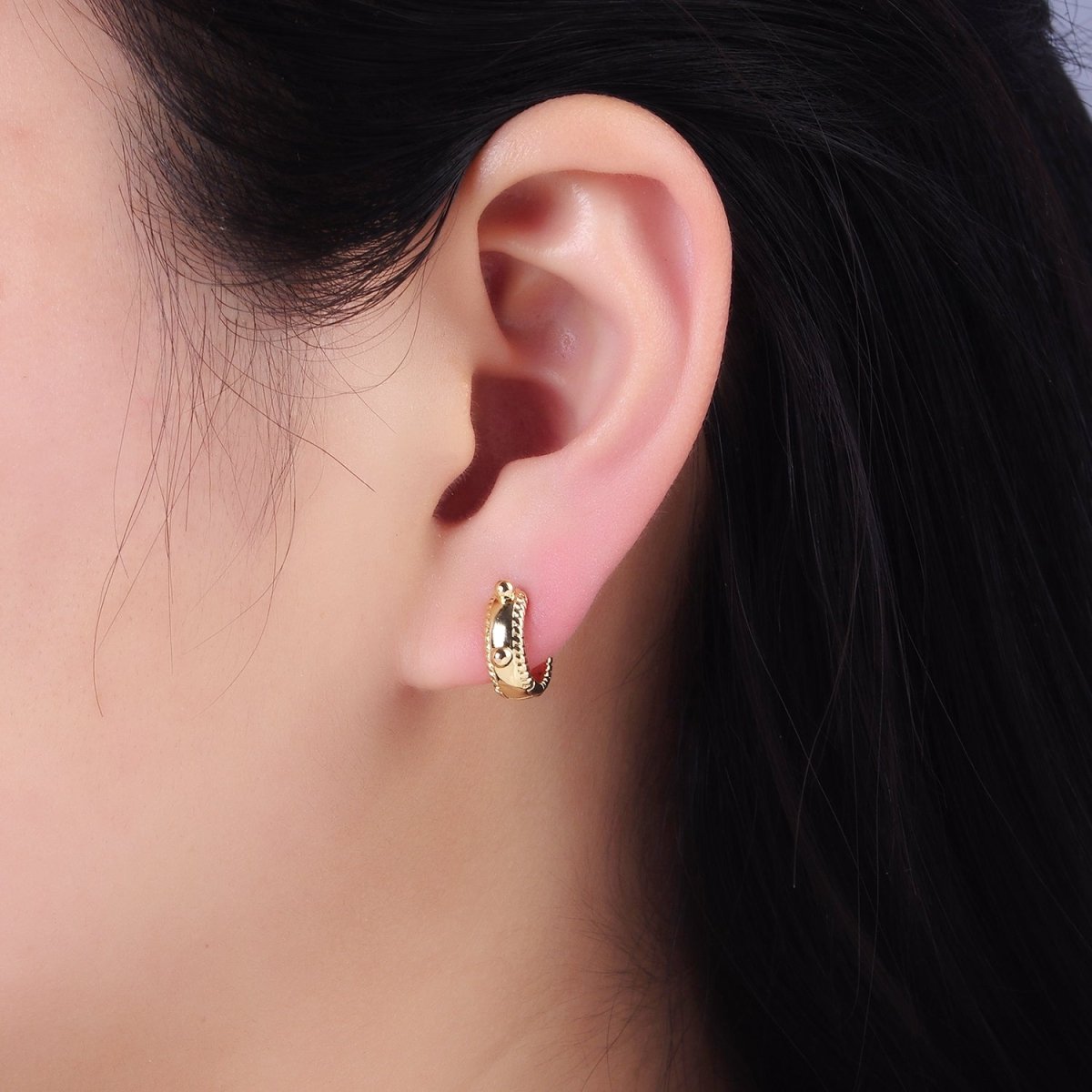 14K Gold Filled 11mm Bubble Bead Croissant Cartilage Huggie Earrings in Gold & Silver | AB1325 P493