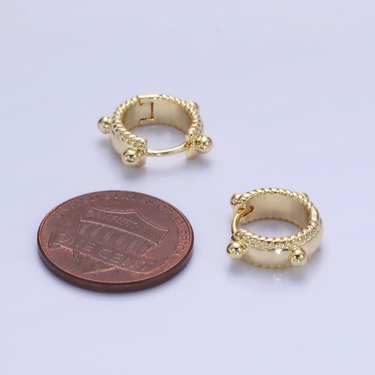 14K Gold Filled 11mm Bubble Bead Croissant Cartilage Huggie Earrings in Gold & Silver | AB1325 P493