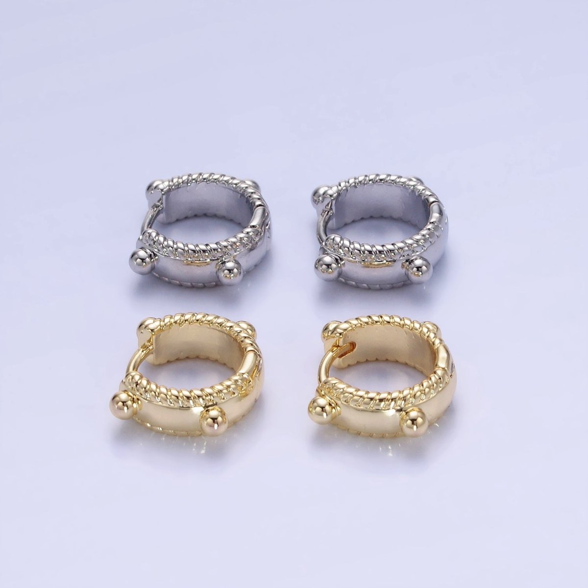 14K Gold Filled 11mm Bubble Bead Croissant Cartilage Huggie Earrings in Gold & Silver | AB1325 P493