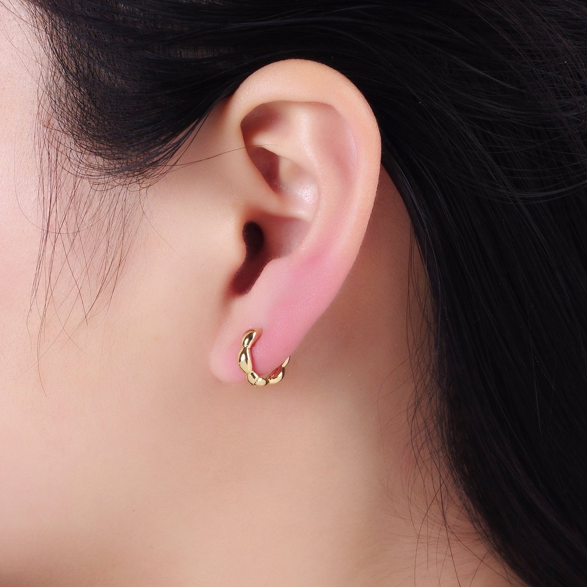 14K Gold Filled 11mm Bubble Cartilage Huggie Earrings | AB1351 - DLUXCA