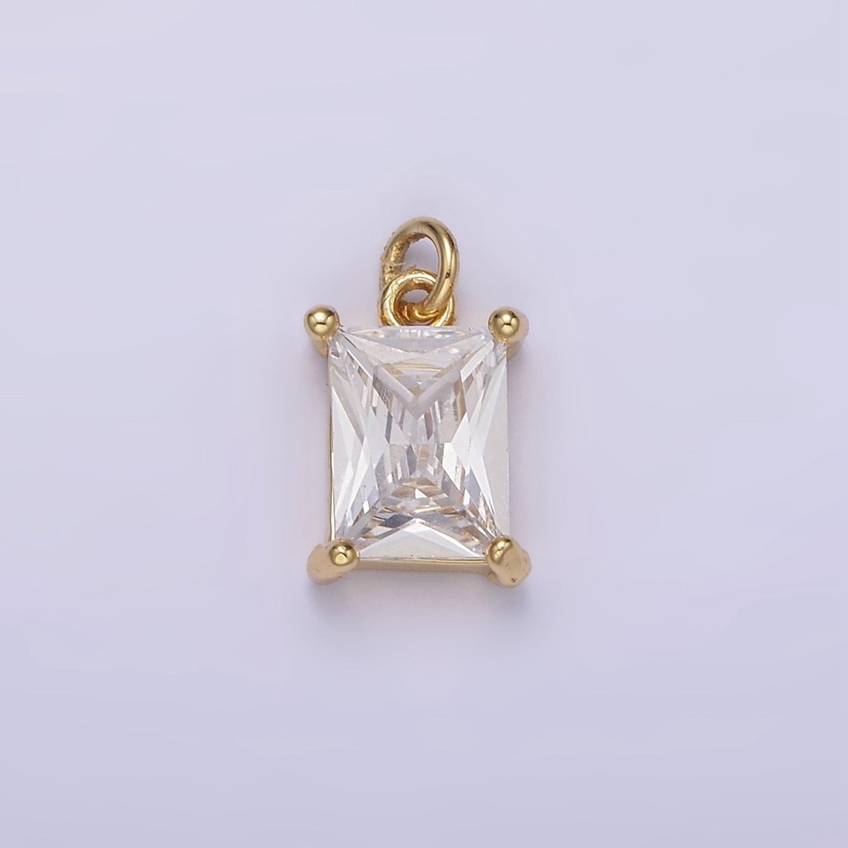 14K Gold Filled 11mm Clear Baguette CZ Minimalist Charm | AG269 - DLUXCA