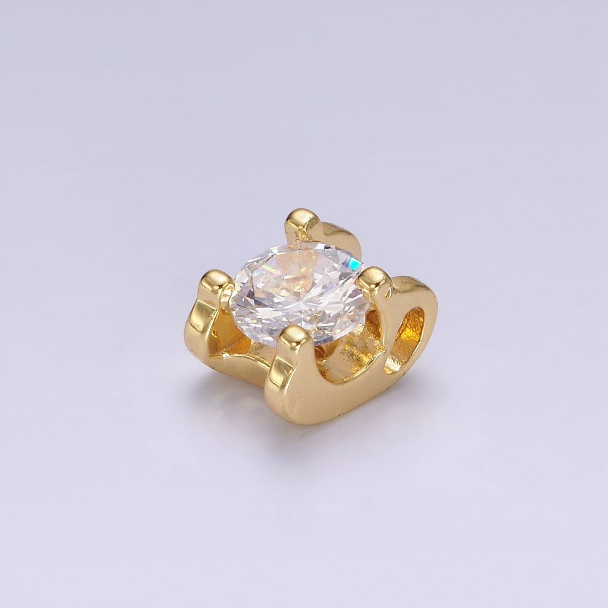 14K Gold Filled 11mm Clear CZ Round Claw Bead | B842 - DLUXCA
