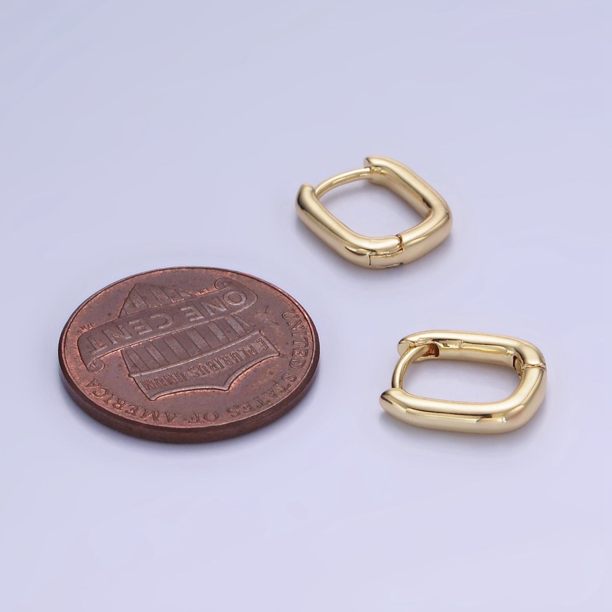 14K Gold Filled 11mm Minimalist Rectangular Huggie Earrings | AB1330