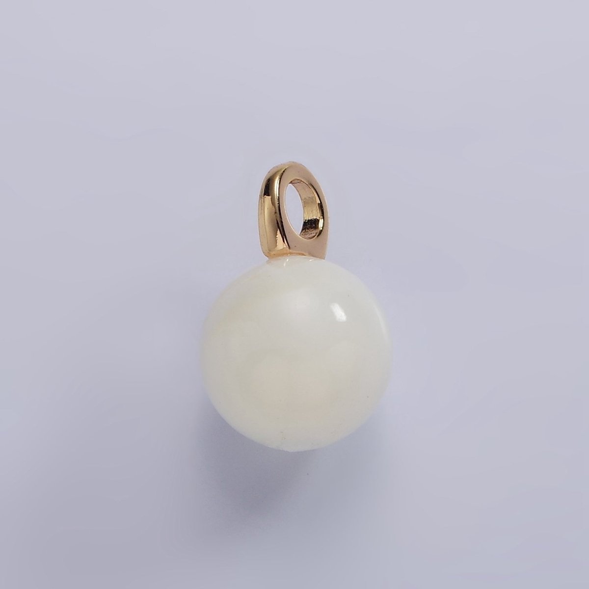 14K Gold Filled 11mm Round Sphere Ball Natural Shell Pearl Gemstone Drop Pendant | P1645 - DLUXCA