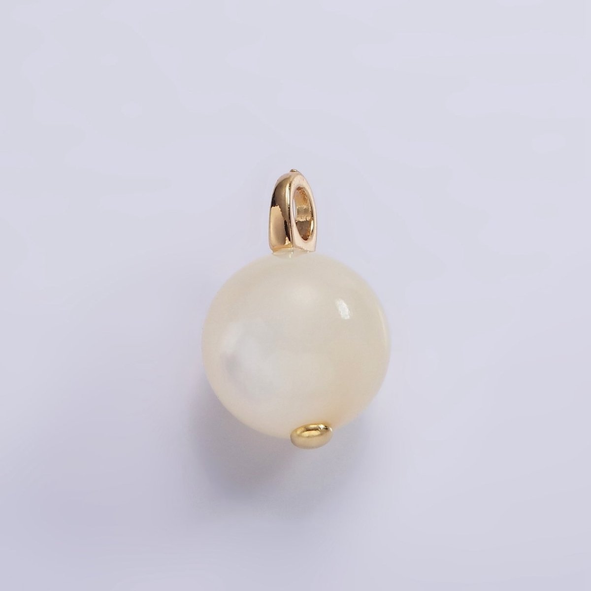 14K Gold Filled 12mm, 10mm Round White, Off-White Shell Pearl Drop Pendant | P1632 - P1635