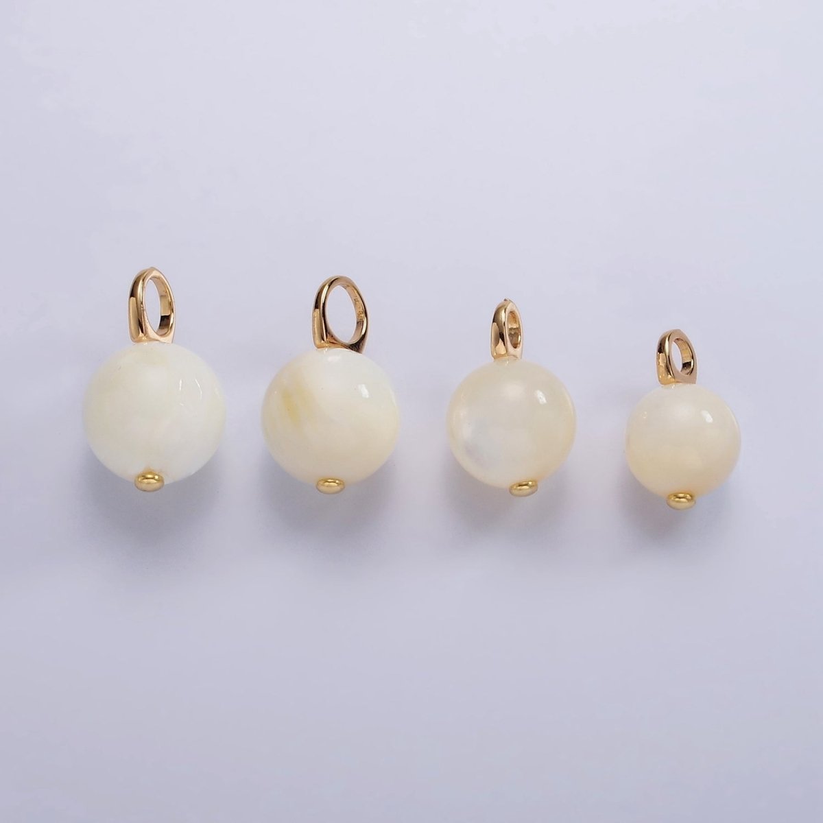 14K Gold Filled 12mm, 10mm Round White, Off-White Shell Pearl Drop Pendant | P1632 - P1635