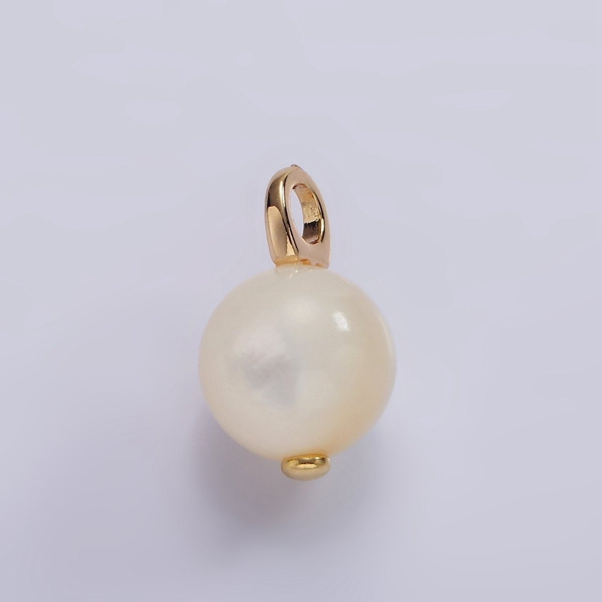 14K Gold Filled 12mm, 10mm Round White, Off-White Shell Pearl Drop Pendant | P1632 - P1635