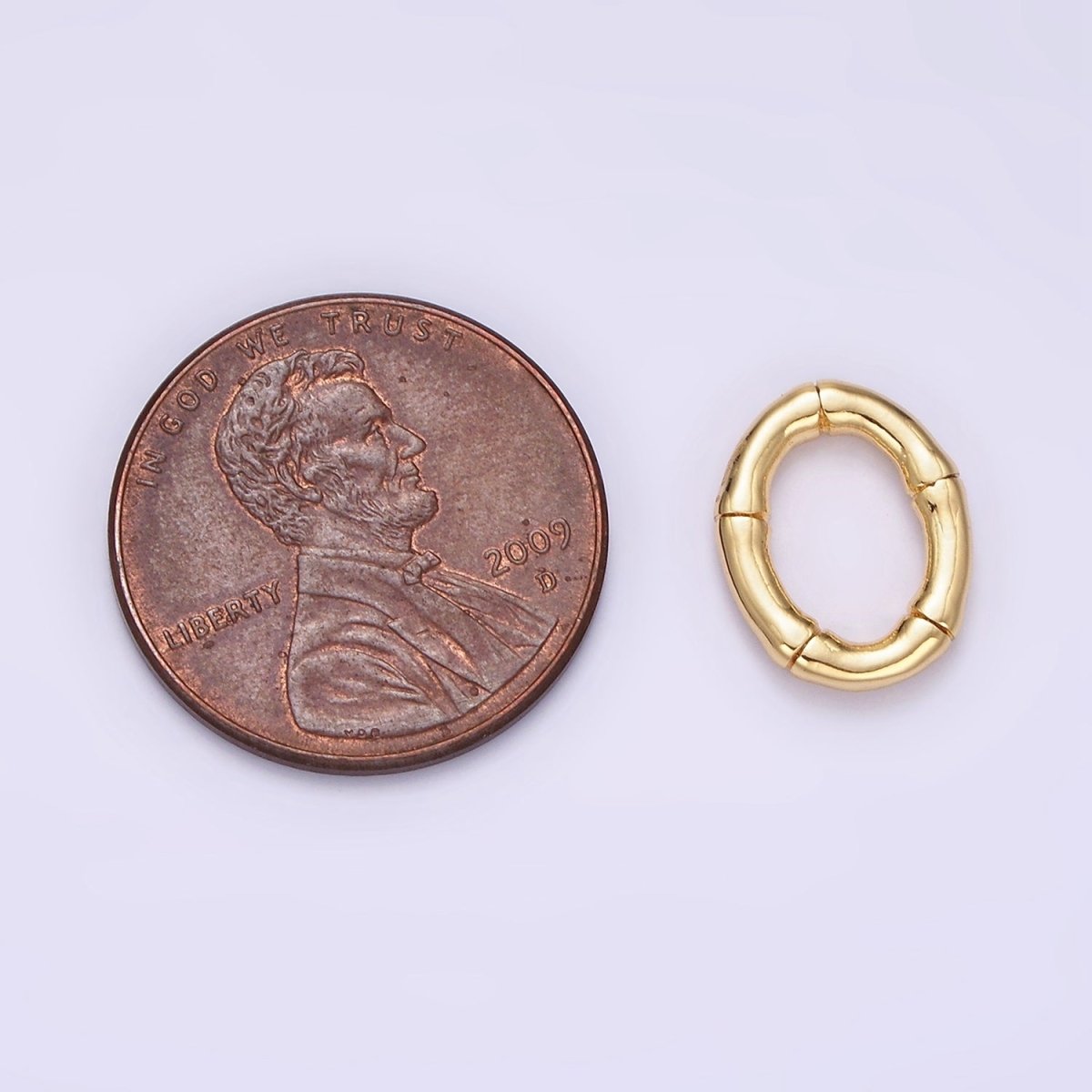 14K Gold Filled 12mm Bamboo Oval Link Minimalist Findings Supply | Z576 - DLUXCA