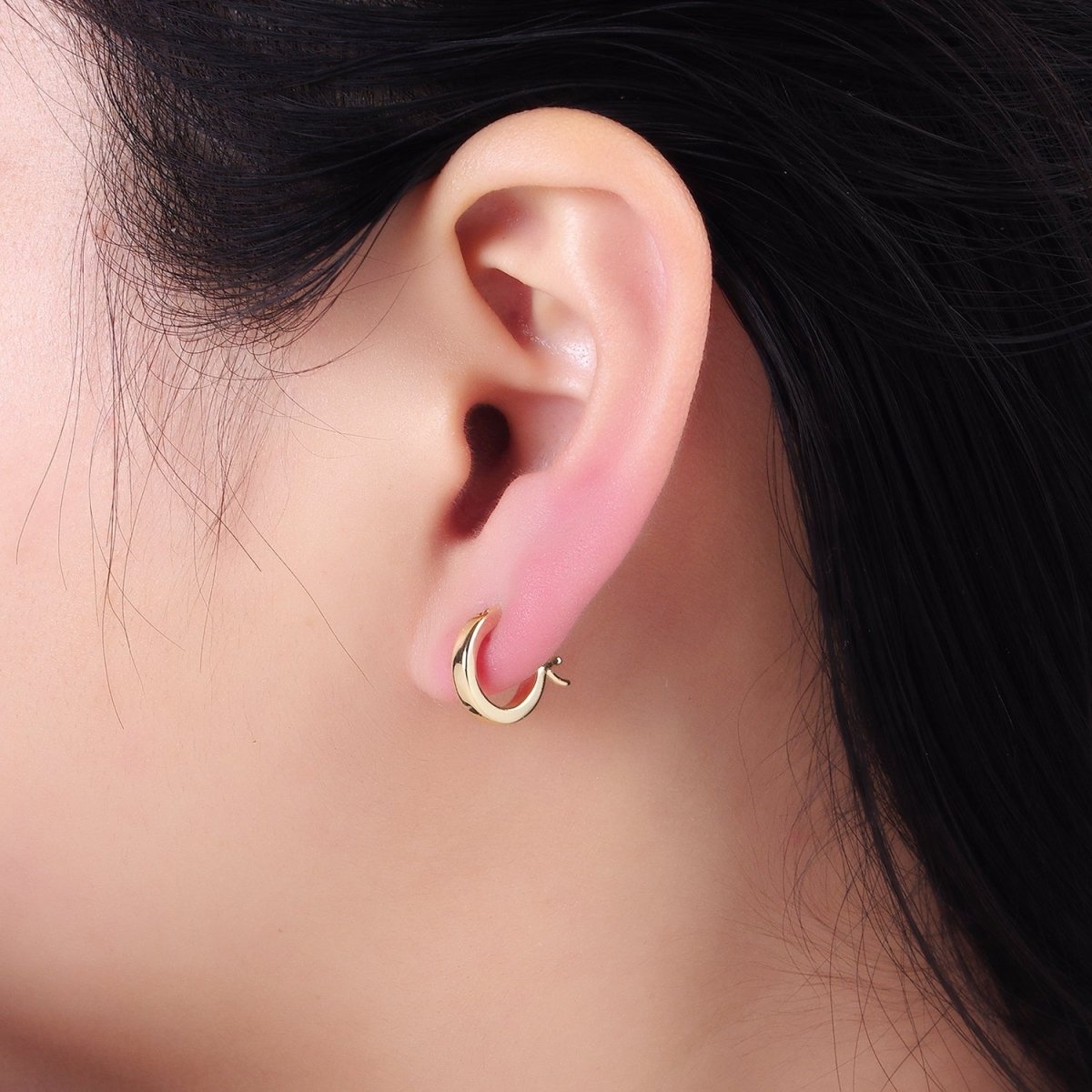 14K Gold Filled 12mm Cartilage Latch Hoop Earrings in Gold & Silver | AB1358 AB1359