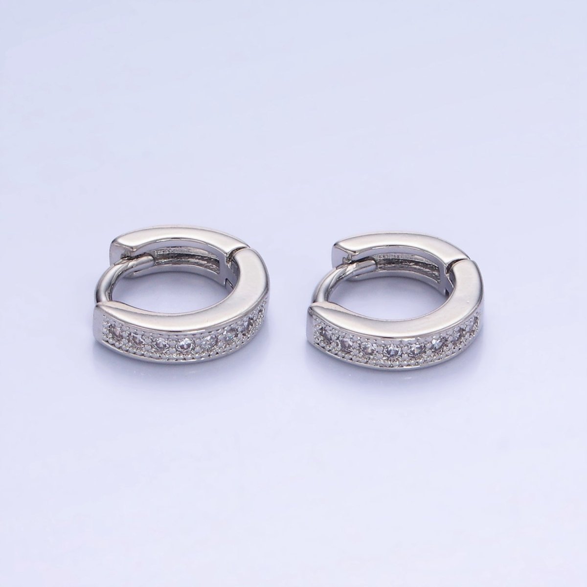 14K Gold Filled 12mm CZ Lined Cartilage Huggie Earrings in Gold & Silver | AB1362 AB1363