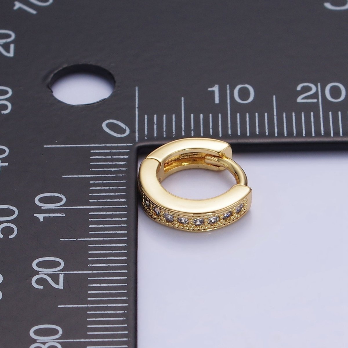 14K Gold Filled 12mm CZ Lined Cartilage Huggie Earrings in Gold & Silver | AB1362 AB1363