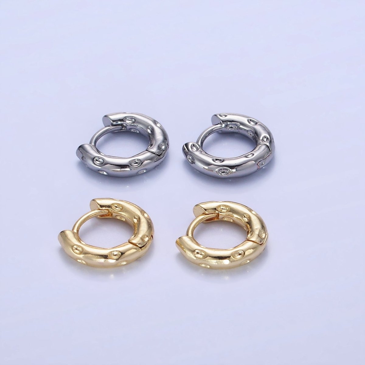 14K Gold Filled 12mm Dotted Cartilage Huggie Earrings in Gold & Silver | AB1353 AB1354