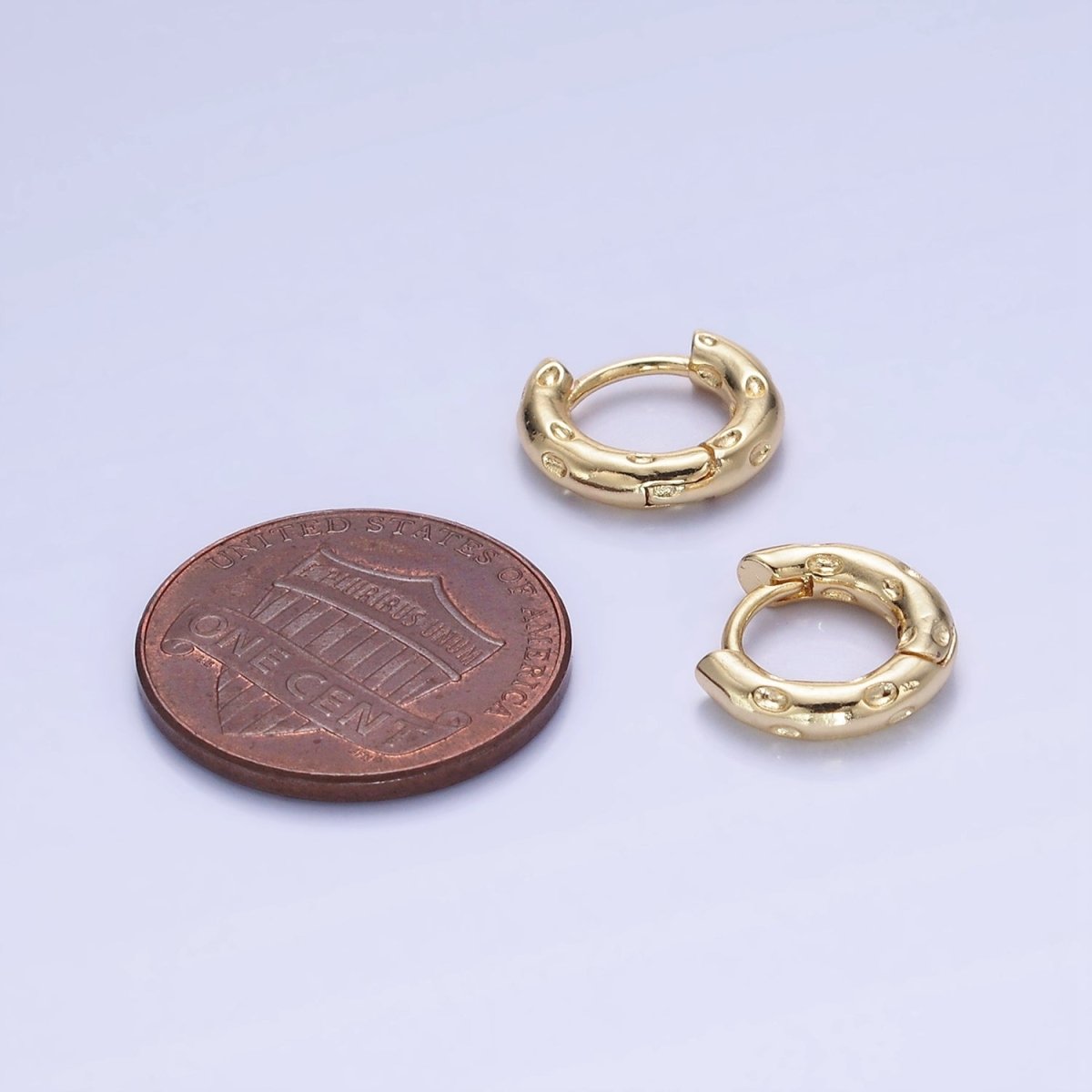 14K Gold Filled 12mm Dotted Cartilage Huggie Earrings in Gold & Silver | AB1353 AB1354