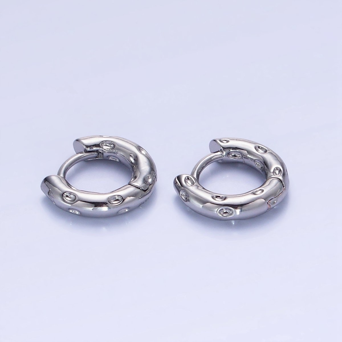 14K Gold Filled 12mm Dotted Cartilage Huggie Earrings in Gold & Silver | AB1353 AB1354